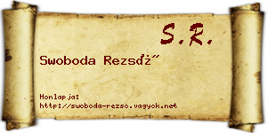 Swoboda Rezső névjegykártya